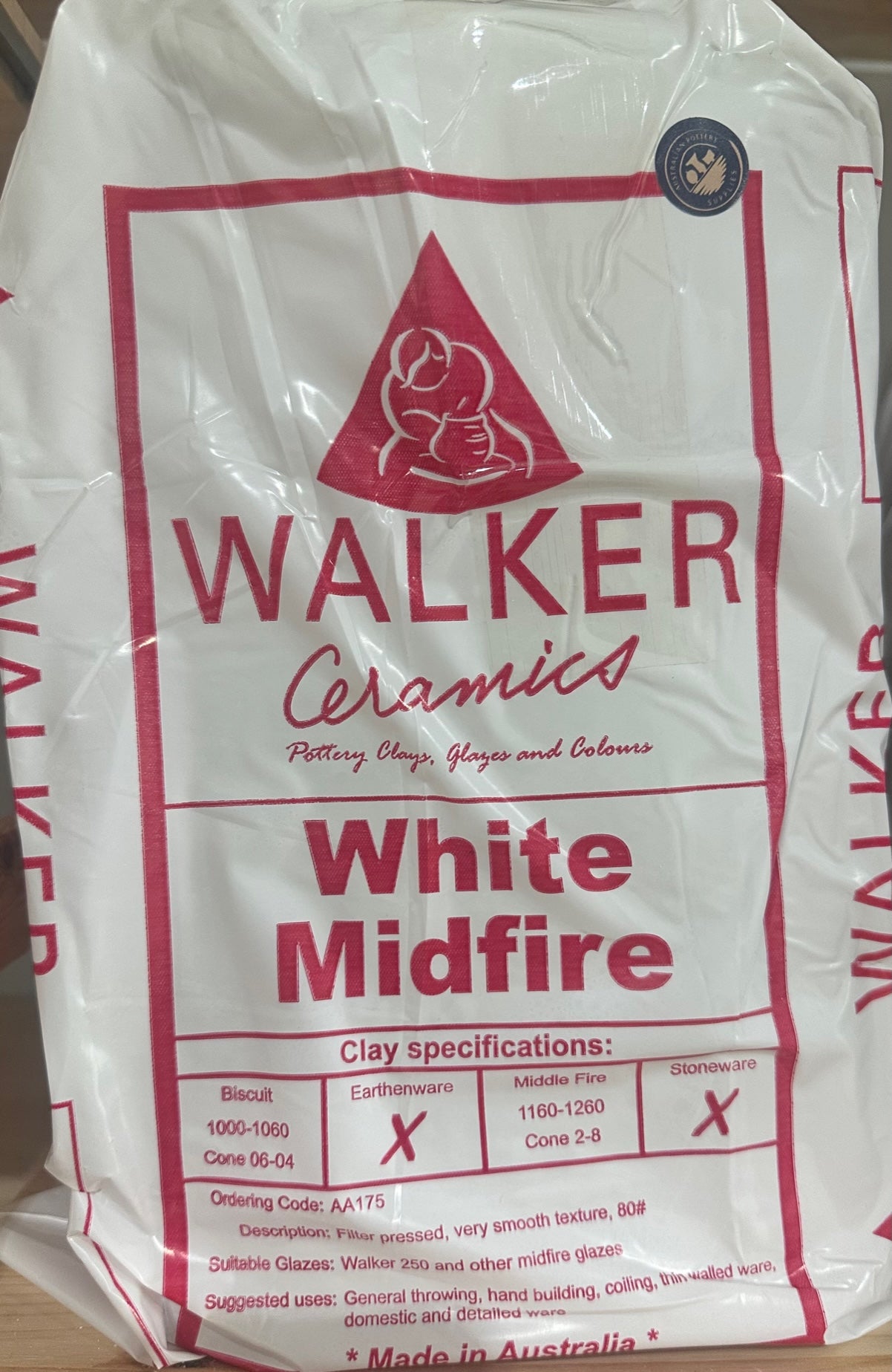 Walker Ceramics Midfire White Clay (MFW) 10kg