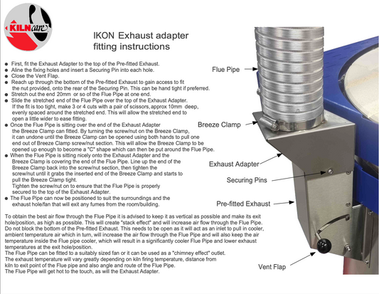 Replacement 3 Metre 80mm Flexible Pipe for all Kilncare IKON Top Loading Ceramic Kilns