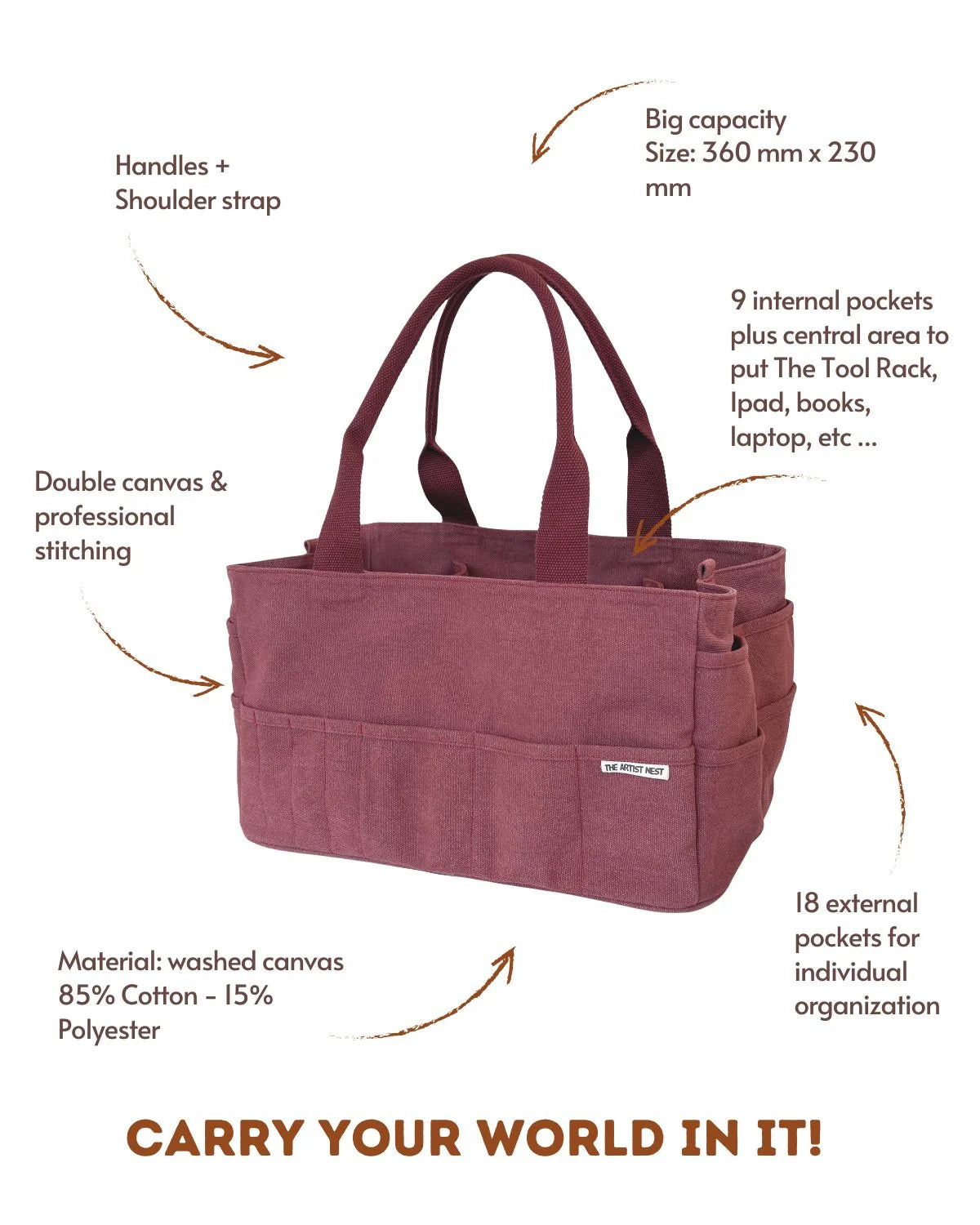 The Artist Bag - Waratah Burgundy